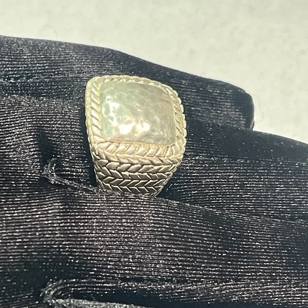 vintage silpada sterling silver 925 Square Dome No Stone Ring Wheat Size 6 - 6,5